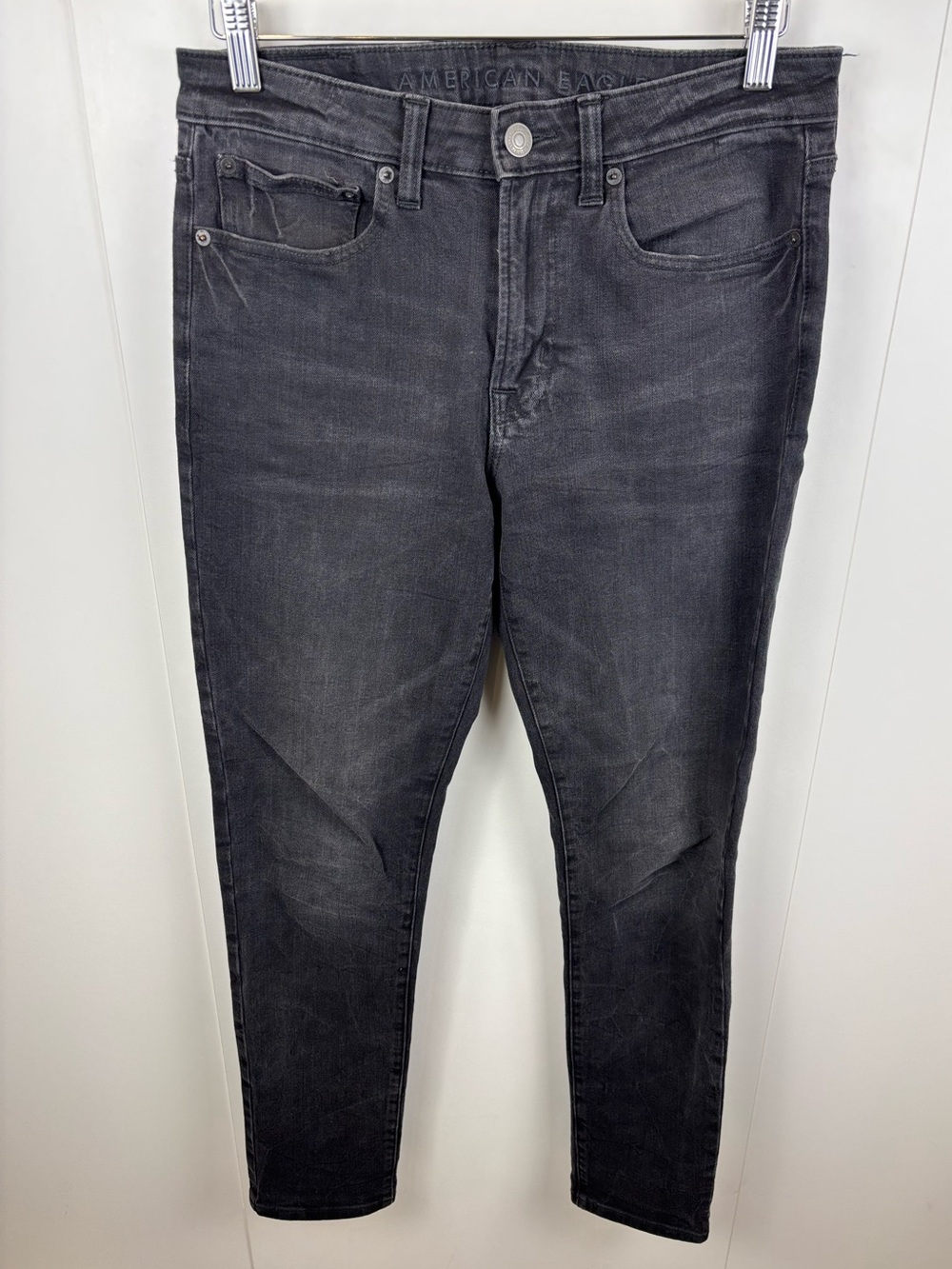 American Eagle Black Wash Denim Super Skinny Jeans Men's 31x30 Stretch Flex
